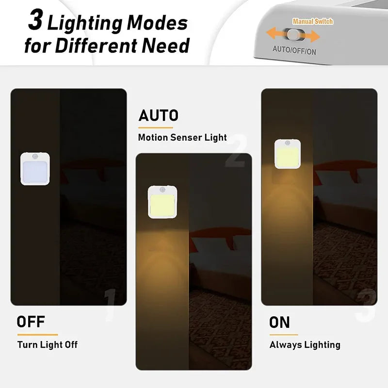 Veilleuse Prise Murale LED Capteur de Mouvement – Lampe Nuit Automatique Chambre Bébé & Enfant