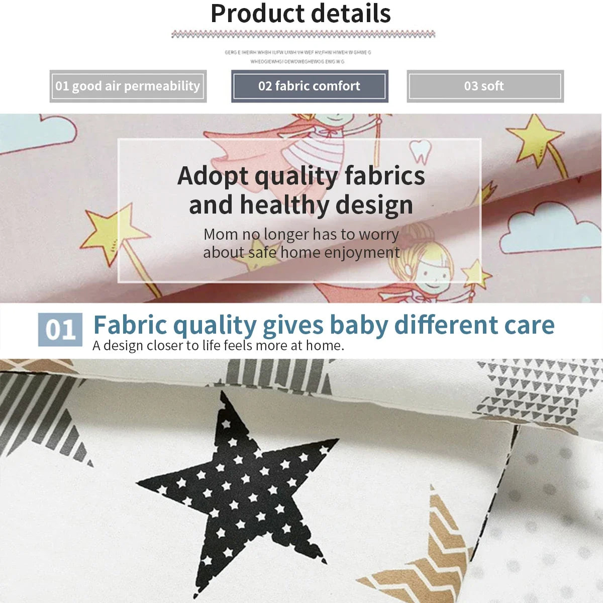 Tour de Lit Bébé Coton Motifs — Protège Barreaux Respirant 60x120 | 14 Coloris Fille & Garçon