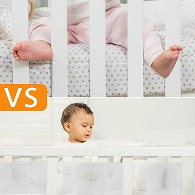 Tour de Lit Bébé Design Nœuds – Protection Barreaux Douce Garçon & Fille | Blanc & Gris Chambre Bébé