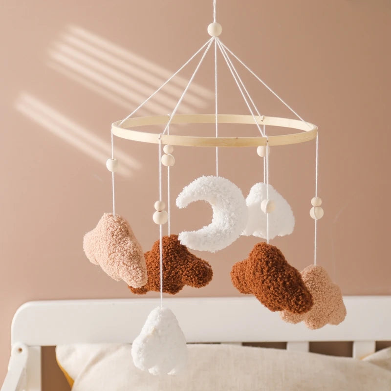 Mobile Hochet Bois & Crochet Bébé – Cloche Lit Étoiles & Pendentifs | Support Nuage | 27 Modèles