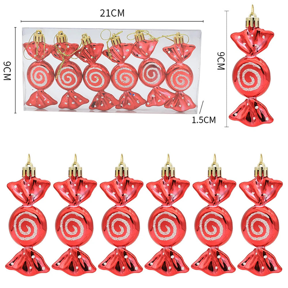 Canne de Bonbon & Pomme de Pin Rouge Or – Décoration Sapin Noël 2025 Tendance, Ornement Suspendu