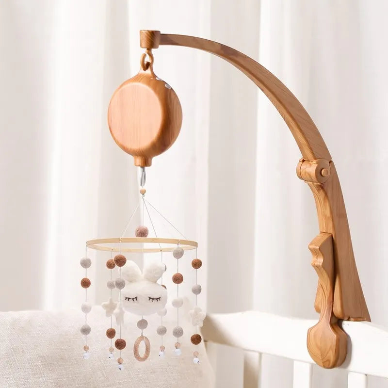 Mobile Musical Bébé Bois Feutre Premium — Cloche Lit Animaux & Boîte à Musique | 3 Modèles
