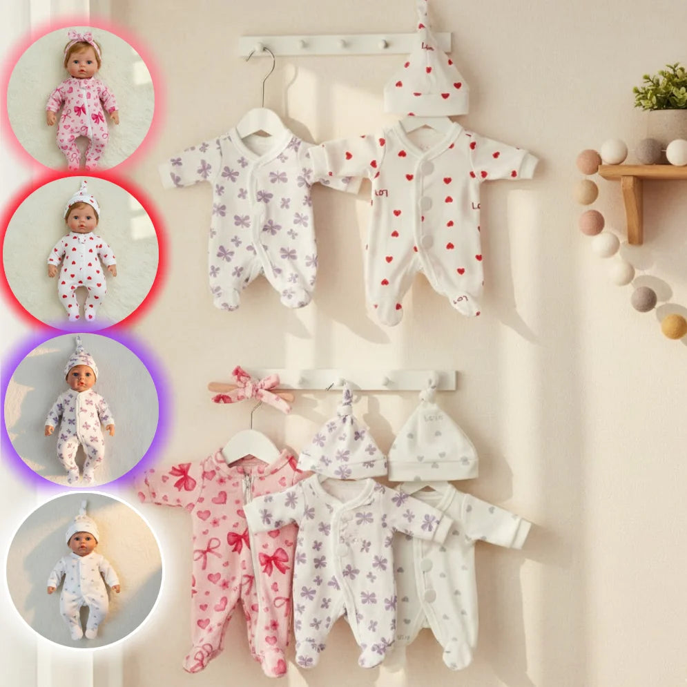 4 Styles Cutest Baby Romper Outfits for Size 8-9Inch Newborn Dolls Soft Touch Handmade High Quality Clothes With Hat