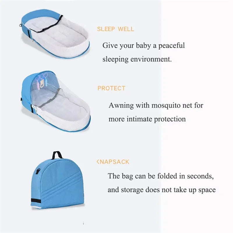 Lit Parapluie Bébé Pliable avec Moustiquaire & Matelas — Berceau Voyage Nomade | 4 Couleurs