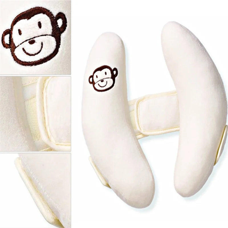 Appui-Tête Poussette Banane Motif Fleur – Cale Tête Coussin Support Cou Bébé | Blanc & Rose Siège Auto