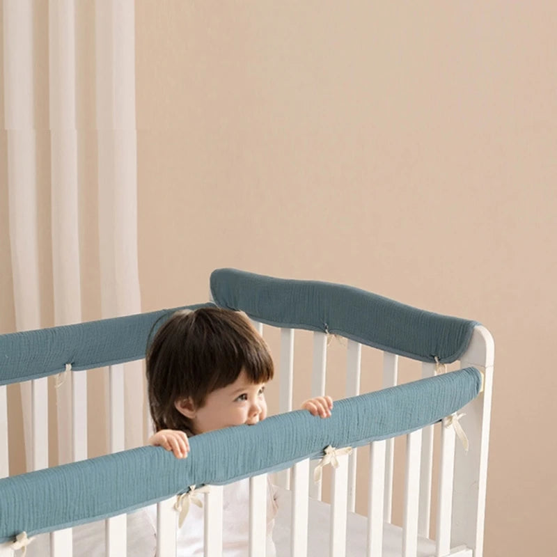 Tour de lit bébé complet — Coton 4 Pièces Protection Barreaux | Chambre Fille & Garçon