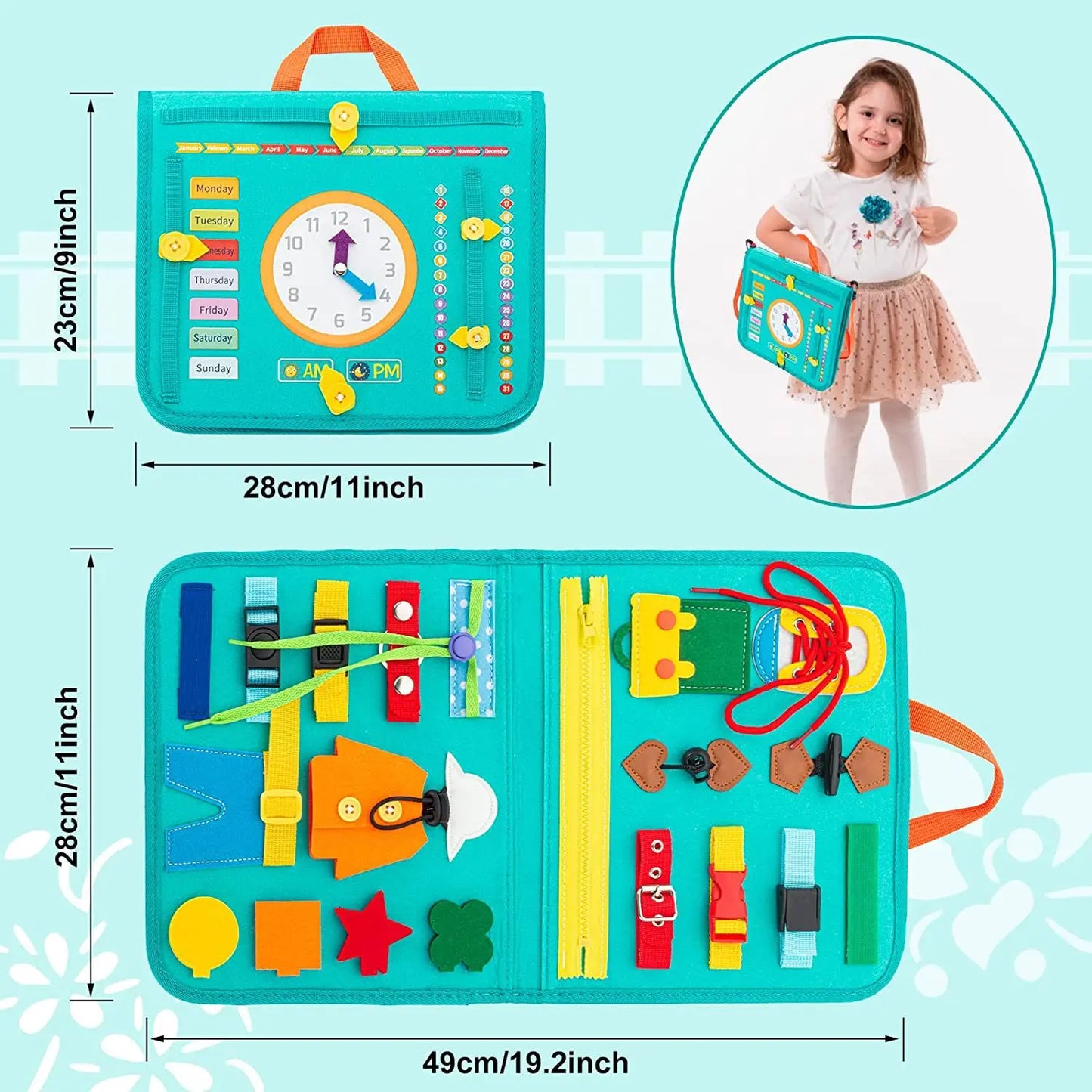 Busy Board Montessori Habillage – Cadre d'Habillage Autonomie Motricité Fine | Fille & Garçon 1-3 Ans