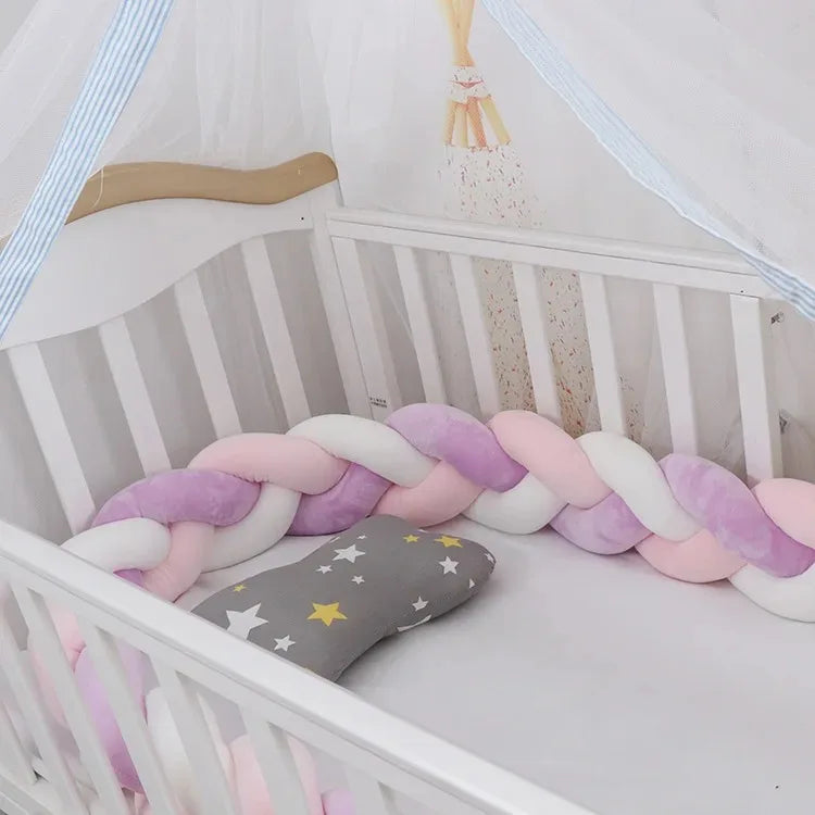 Tresse de lit bébé nœuds — Protection Douce Barreaux Coton | 1M 2M 3M 4M | 32 Coloris Fille & Garçon