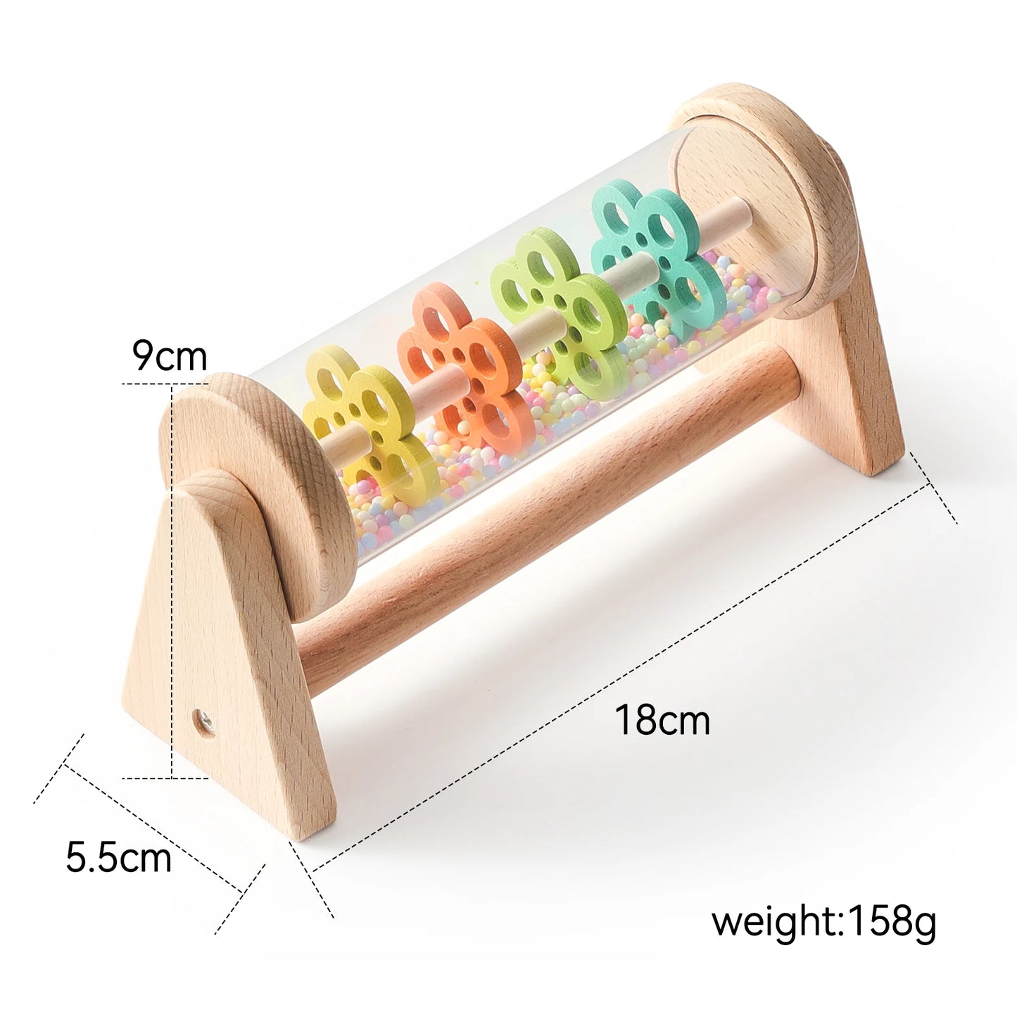 Bâton de Pluie Bébé Bois Montessori – Hochet Sensoriel Arc-en-Ciel Coloré Éveil 0-3 Ans