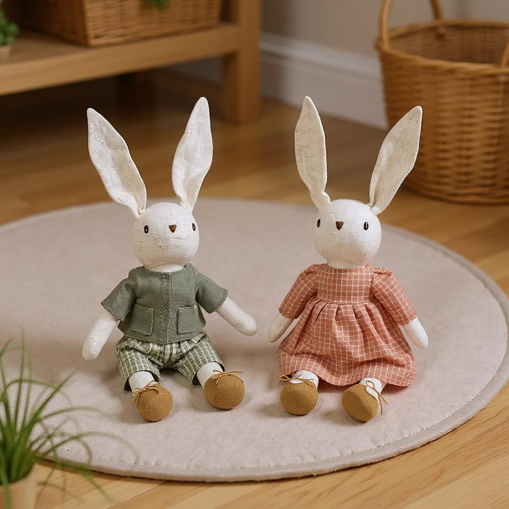 1PCS Children's Room Decor Rabbit Dolls with Overalls And Skirts Photography Props Baby Soothing Gifts Festival Greetings Gifts