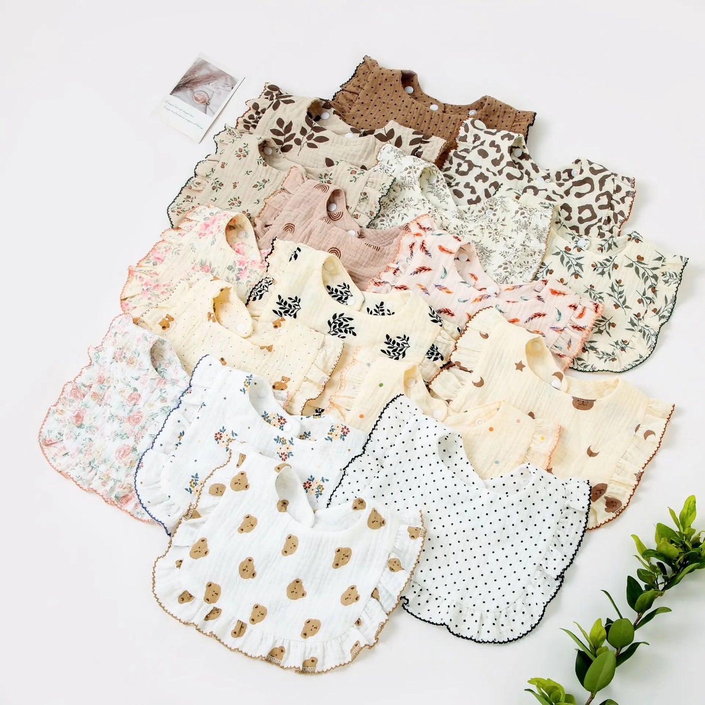 Bavoir Bandana Bébé Mousseline Coton Bio – Volant Floral Absorbant Nouveau-Né 0-18 Mois