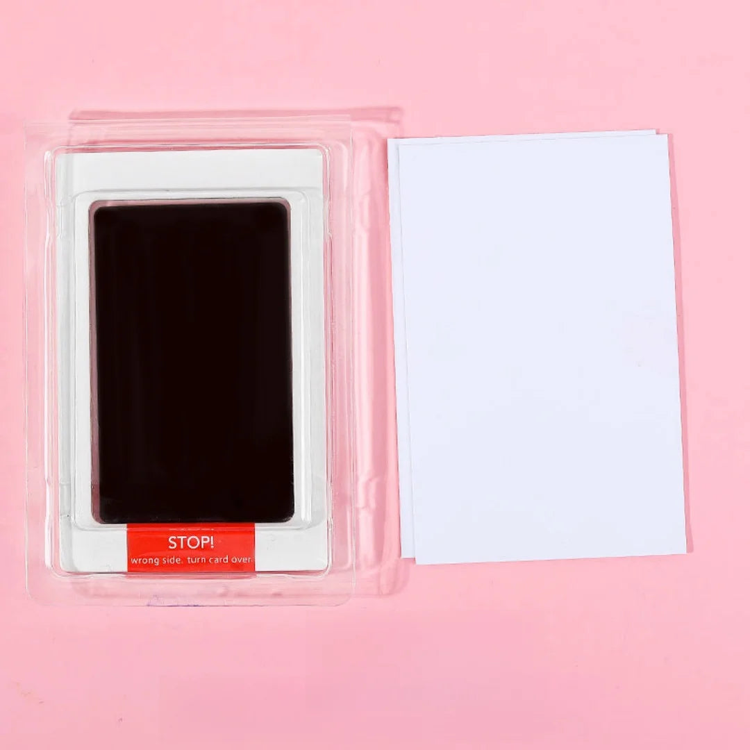 Kit Empreintes Bébé Nouveau-Né – 1 Tampon Encre + 2 Cartes Souvenir | Sans Contact Cadeau Naissance