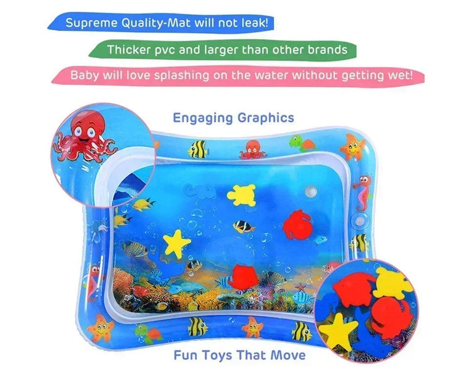 Tapis d’Eau Gonflable Bébé – Tapis d’Éveil Sensoriel Tummy Time | 9 Modèles