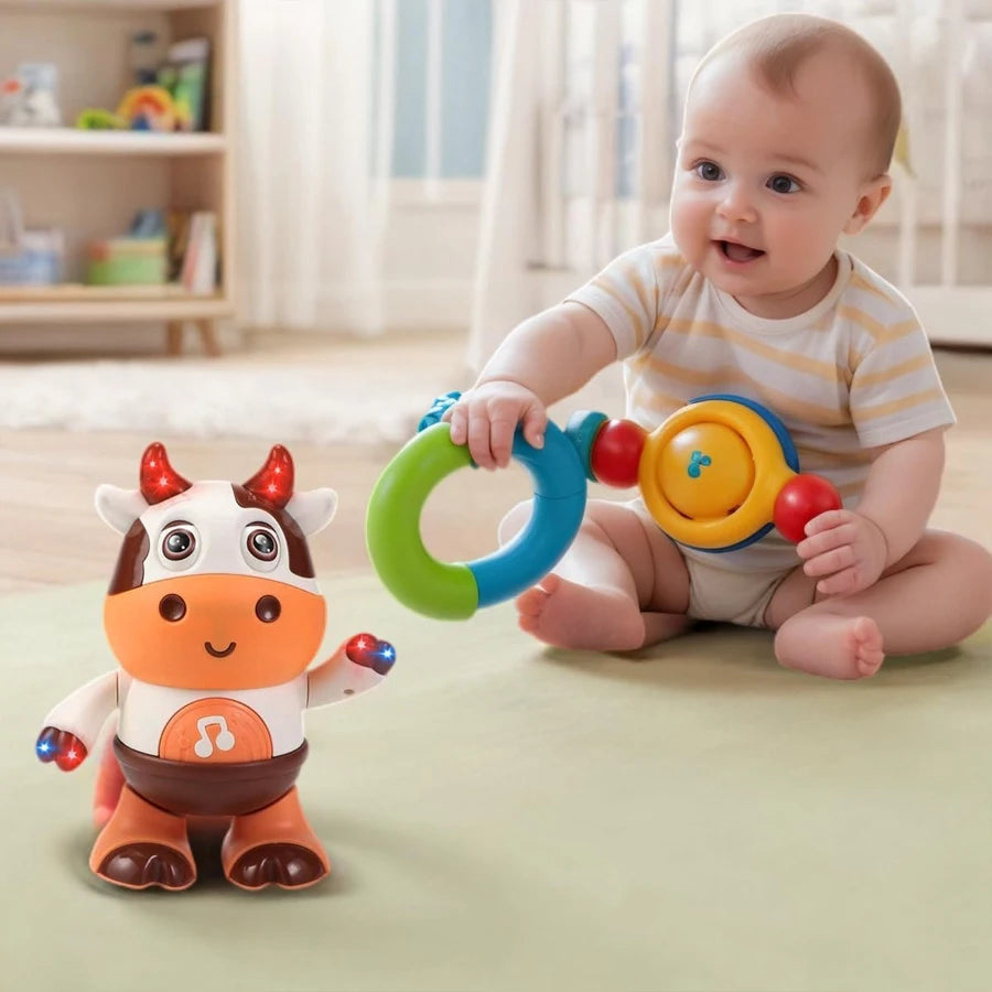 Vache Dansante Bébé – Peluche Musicale Électrique Chansons & Mouvements Interactifs 1-3 Ans