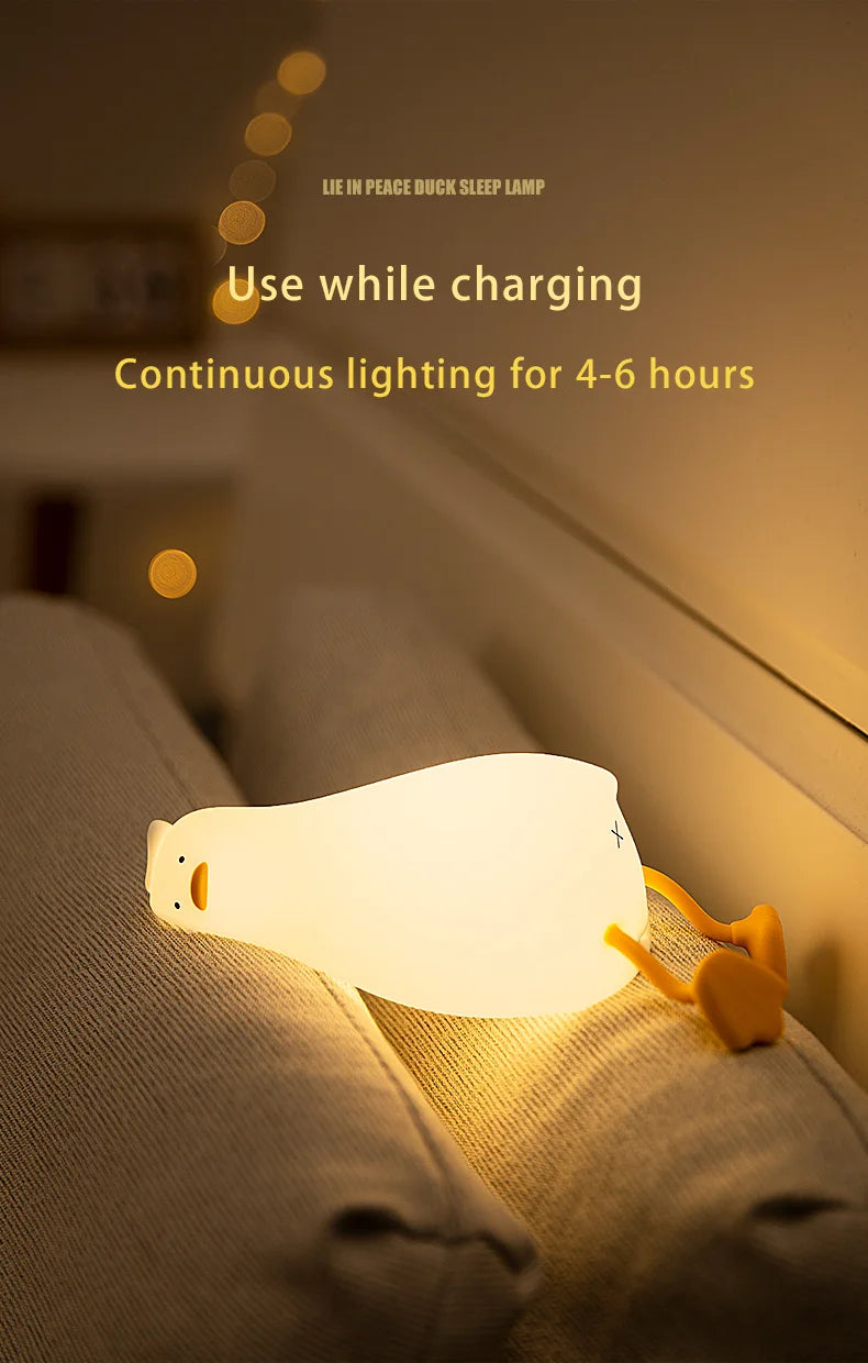Veilleuse canard bébé silicone — LED Tactile Rechargeable Lumière Douce | Déco Chambre Bébé & Enfant