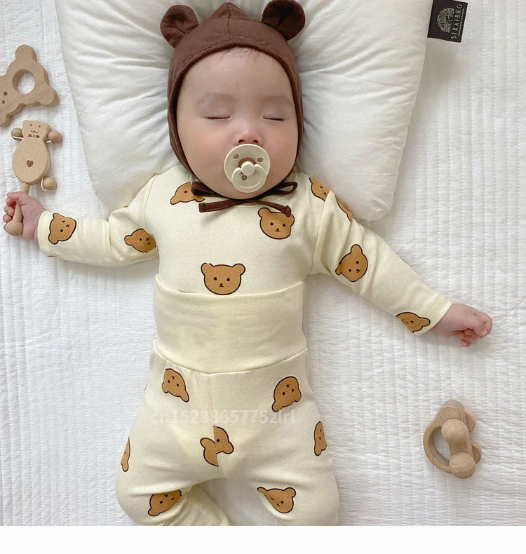Pyjama Bébé 2 Pièces Coton — Haut Manches Longues & Pantalon, Unisexe Automne Hiver 3M-3 Ans