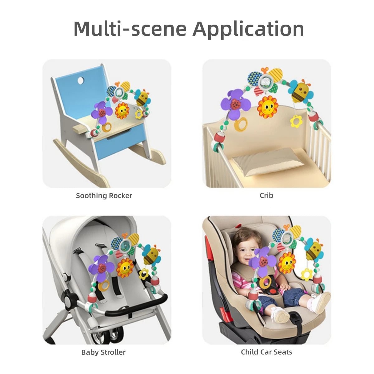 Hochet Bébé Arc Pliable Interactif – Jouet Éveil Lit & Poussette ABS+PP | 3 Styles | 0-24 Mois