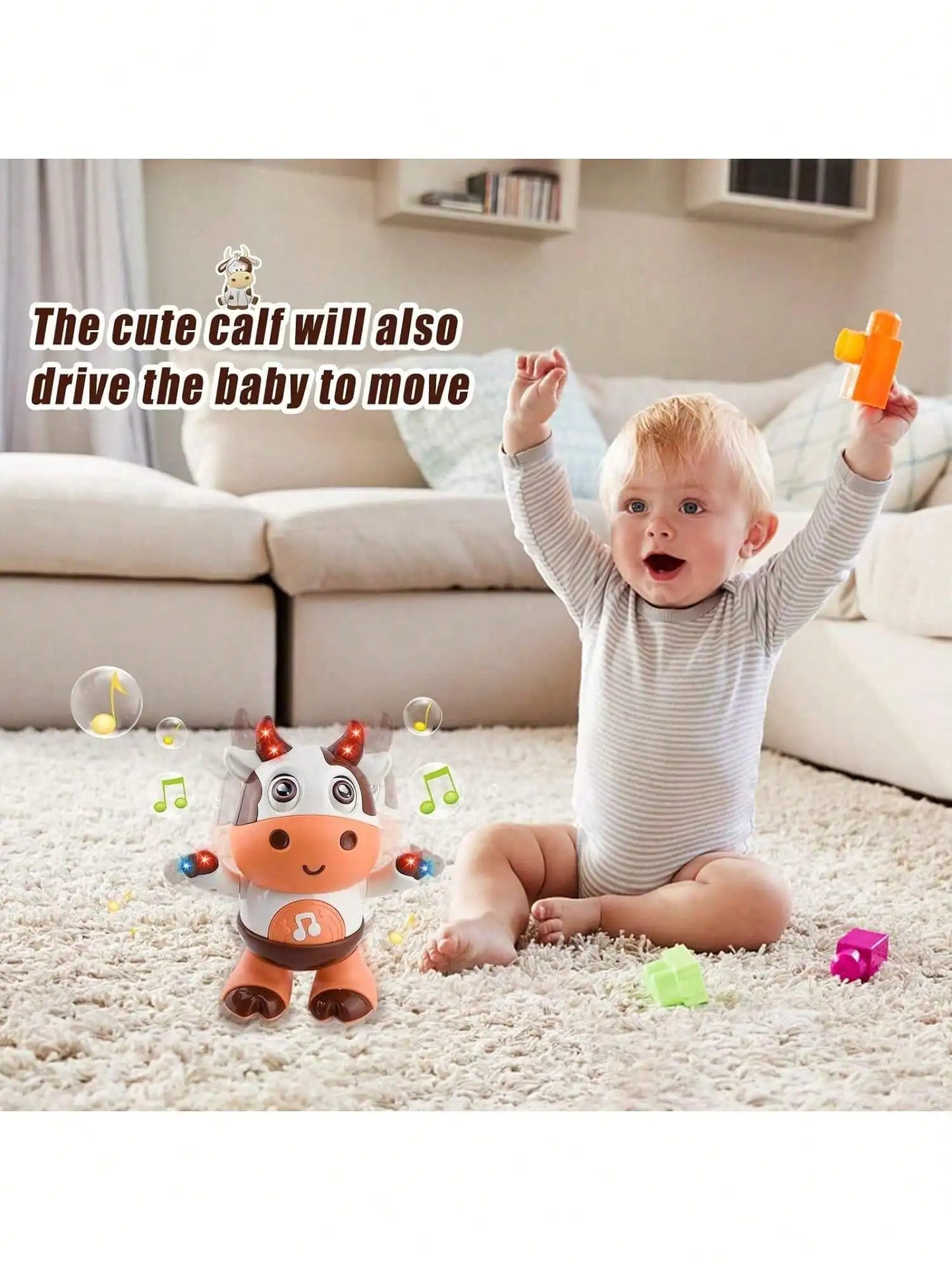 Vache Dansante Bébé – Peluche Musicale Électrique Chansons & Mouvements Interactifs 1-3 Ans