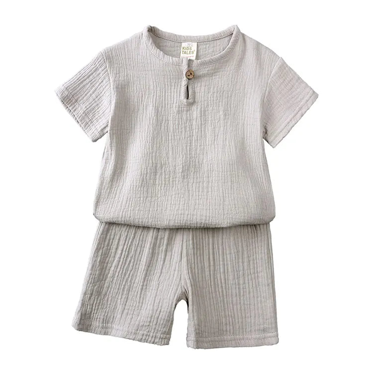 Ensemble Été Enfant Coton 2 Pièces — T-Shirt Manches Courtes & Short, Unisexe 2-7 Ans