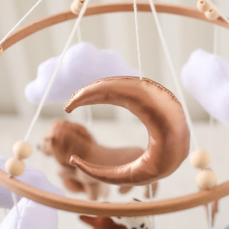Mobile Musical Bébé Bois Feutre Premium — Cloche Lit Animaux & Boîte à Musique | 3 Modèles
