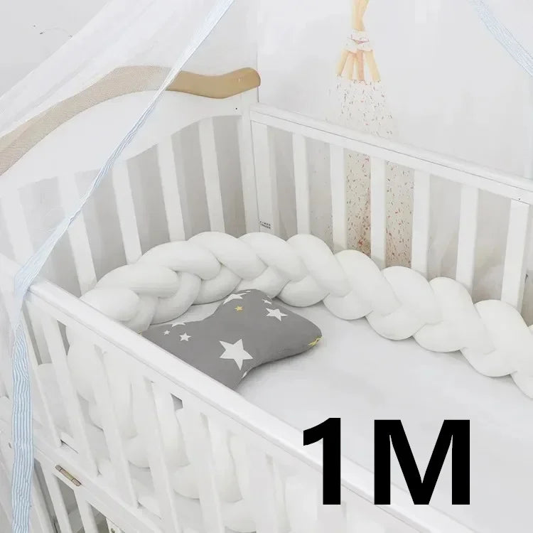 Tour de Lit Bébé Tressé Nœuds Coton PP – Pare-Chocs Berceau Nouveau-Né Large Choix Coloris 1M à 4M