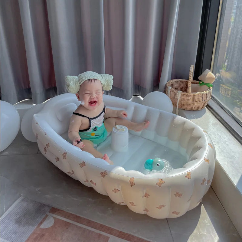 Baignoire Gonflable Bébé Enfant Cartoon Pliable 90x55cm – Portable Intérieur & Extérieur | 0-8 Ans