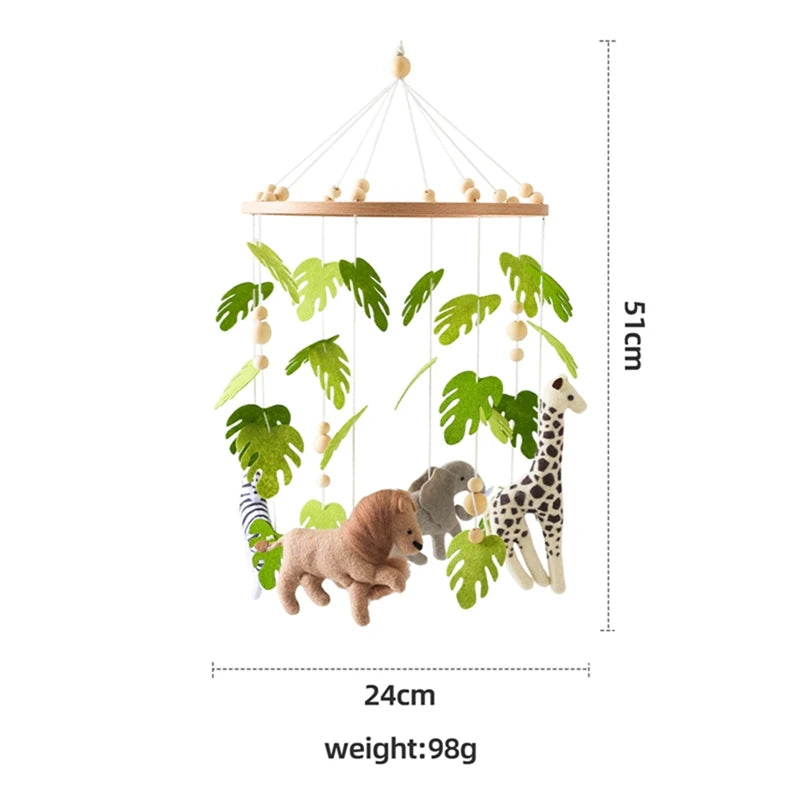 Mobile Hochet Bois & Feutre Forêt Bébé — Cloche Lit Animaux Cartoon & Support | 14 Modèles 0-12 Mois