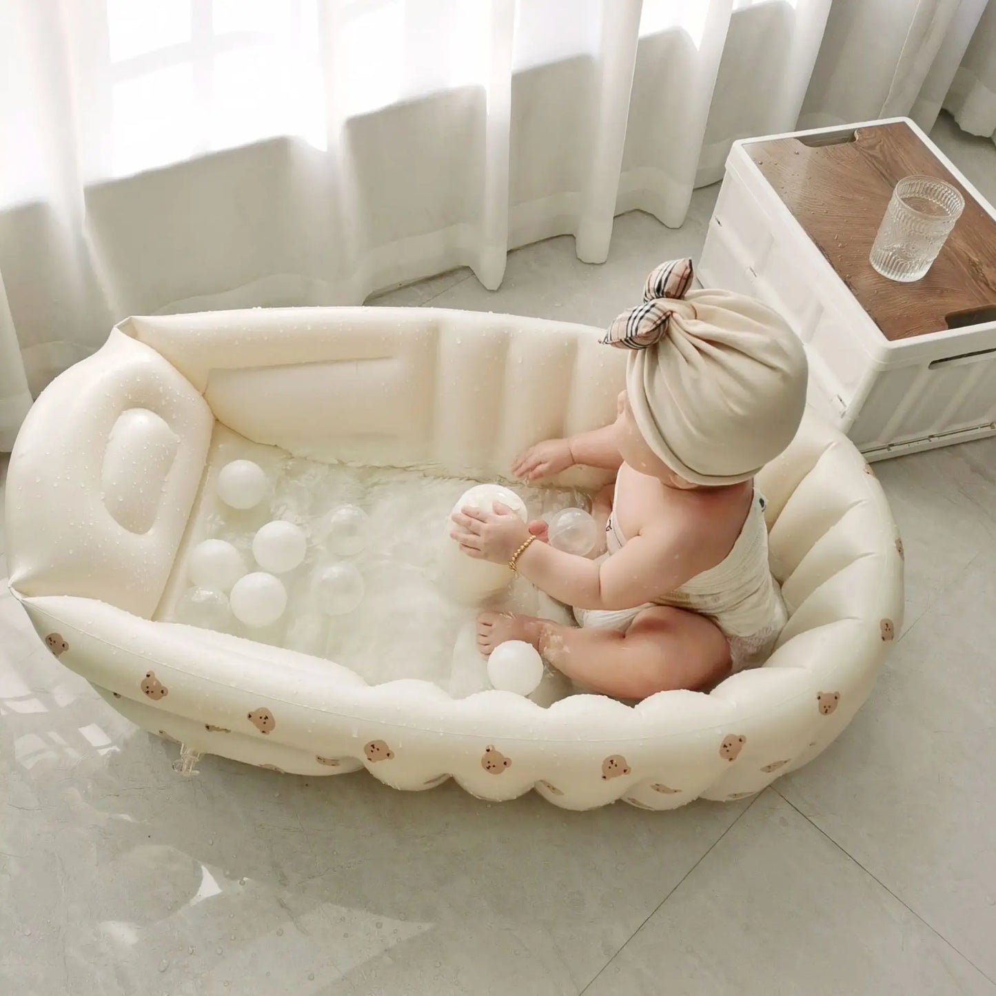 Baignoire Gonflable Bébé Enfant Cartoon Pliable 90x55cm – Portable Intérieur & Extérieur | 0-8 Ans