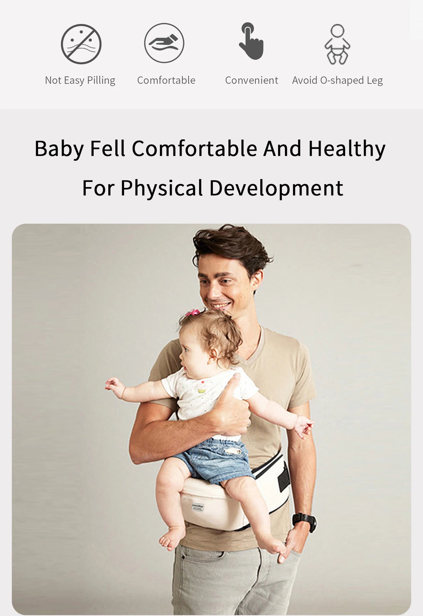 Porte-Bébé avec Siège de Hanche Ajustable – Ergonomique Physiologique Léger & Confortable | 9 Couleurs