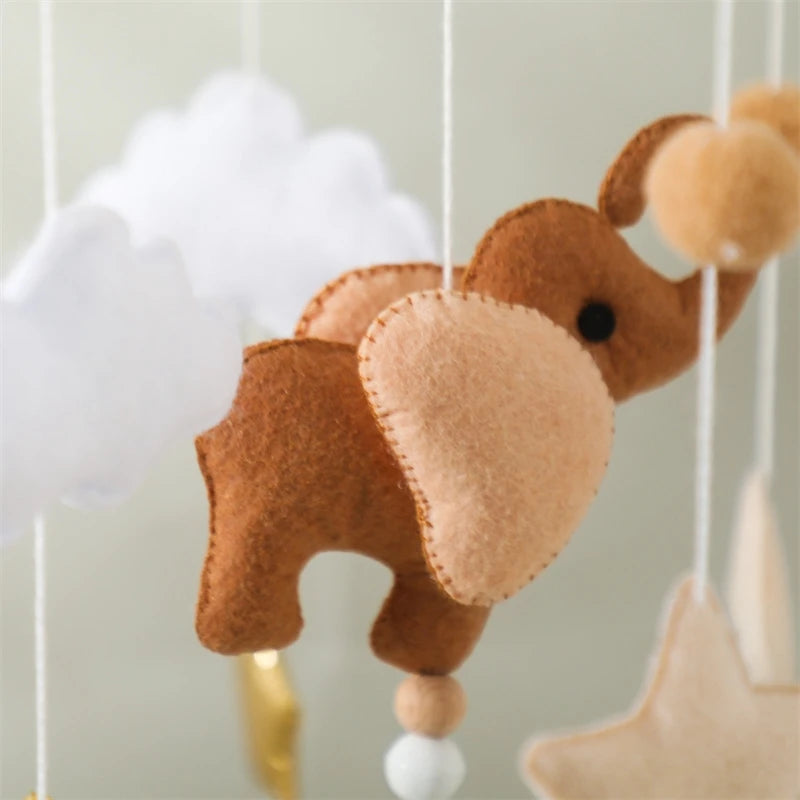 Mobile Musical Bébé Bois Feutre Premium — Cloche Lit Animaux & Boîte à Musique | 3 Modèles