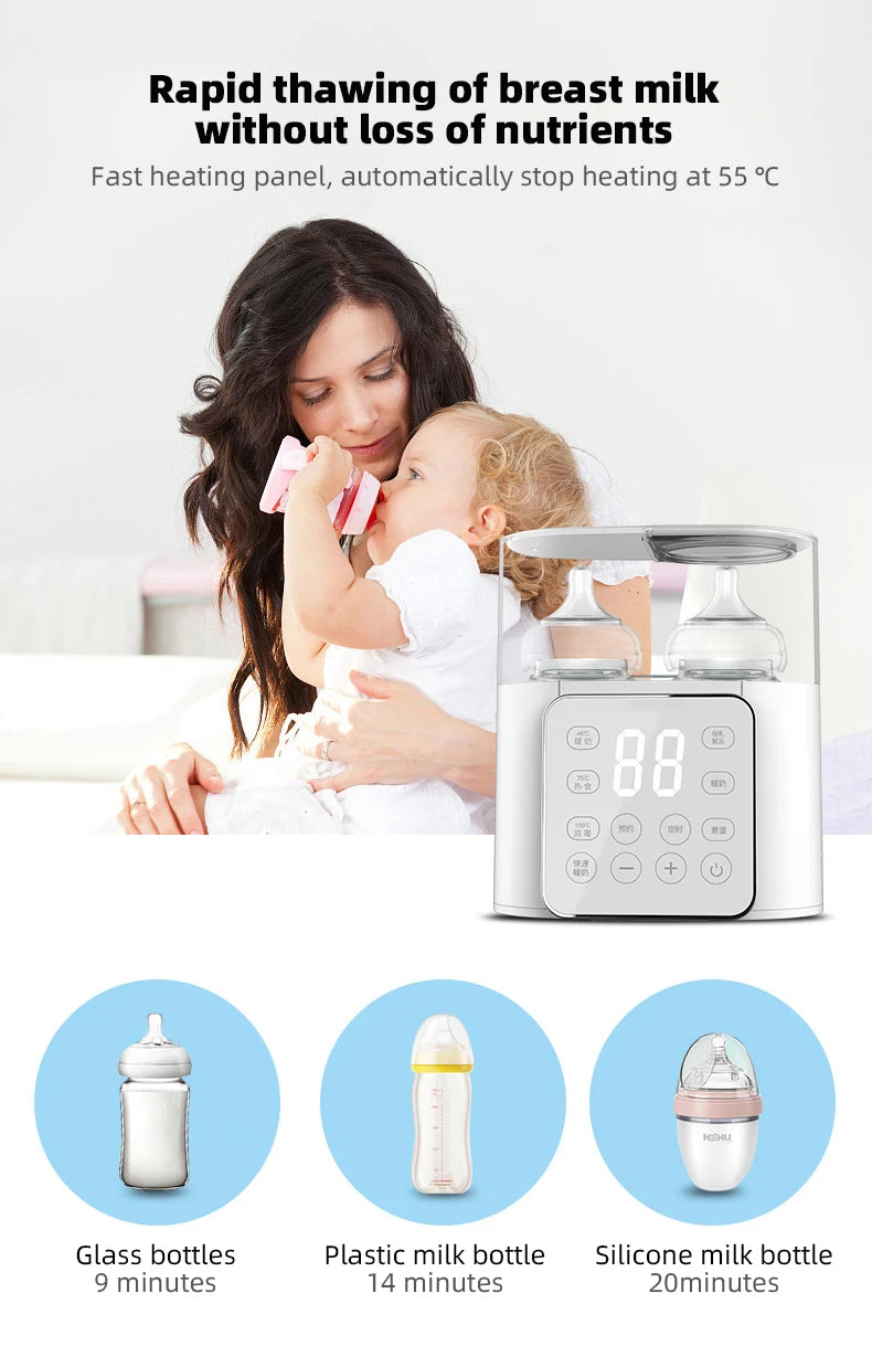 Chauffe-Biberon Rapide Multifonction – Stérilisateur 5 min, Chauffe Lait Maternel & Aliments Bébé