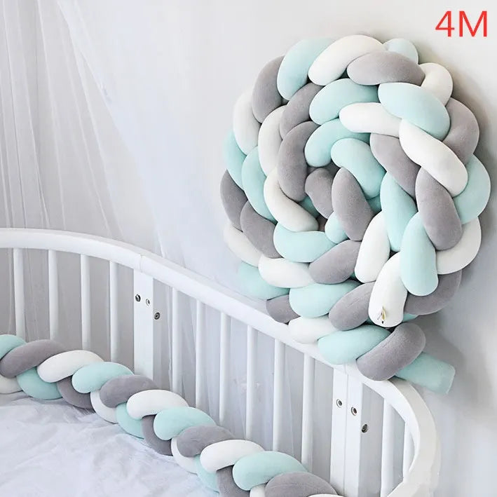 Tour de Lit Bébé Tressé Nœuds – Pare-Chocs Berceau Lavable 1M 2M 3M 4M
