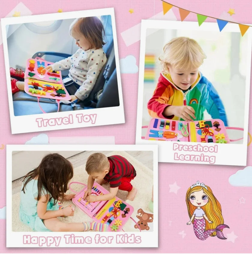 Busy Board Montessori Compétences de Vie – Jouet Sensoriel Éducatif Motricité Fine | 6 Modèles | Autisme & Éveil