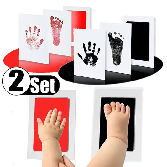 Pack 2 Tampons Empreintes Bébé Premium – Duo Couleurs Sans Contact | Cadeau Naissance Original