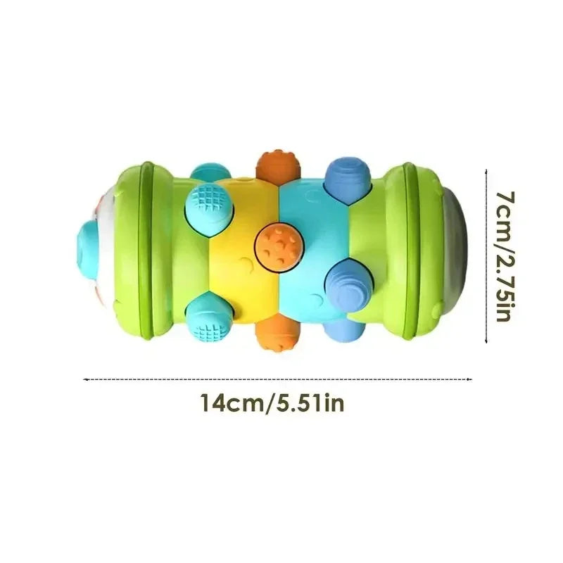 Rouleau de Ramper Montessori Bébé – Tummy Time Éveil Sensoriel 0-12 Mois | Bleu, Vert & Rose