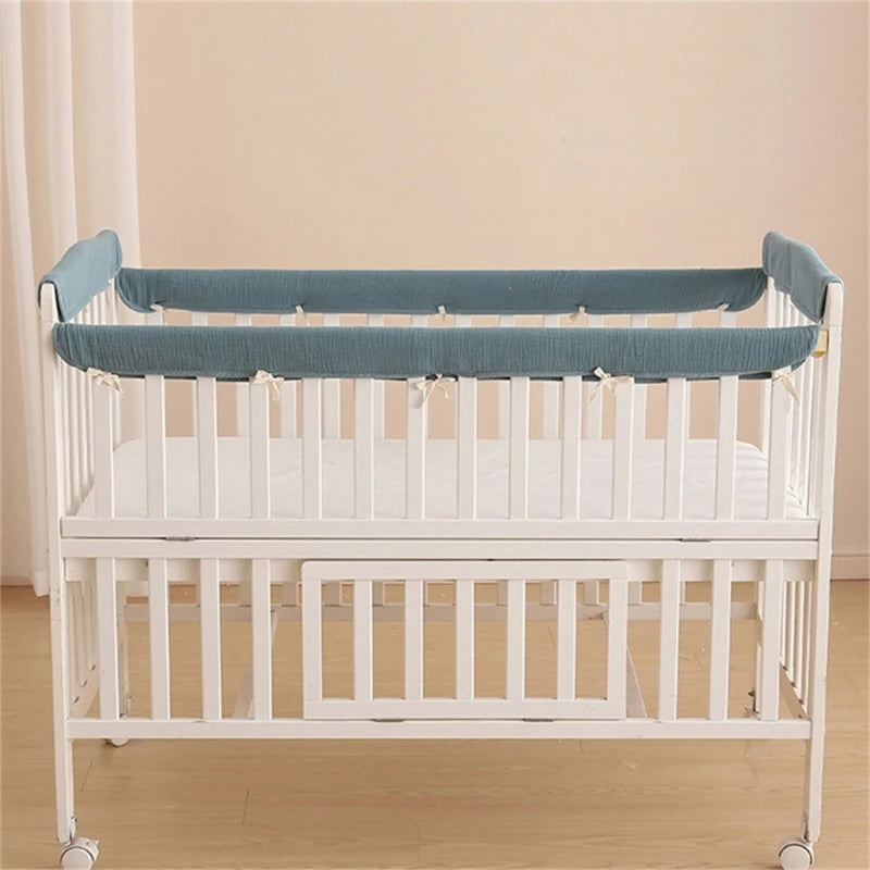 Tour de lit bébé complet — Coton 4 Pièces Protection Barreaux | Chambre Fille & Garçon
