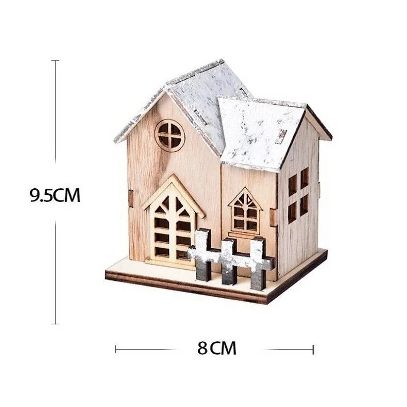 Maison Bois Lumineuse Noël LED – Village de Noël Miniature & Décoration Chalet Lumineux