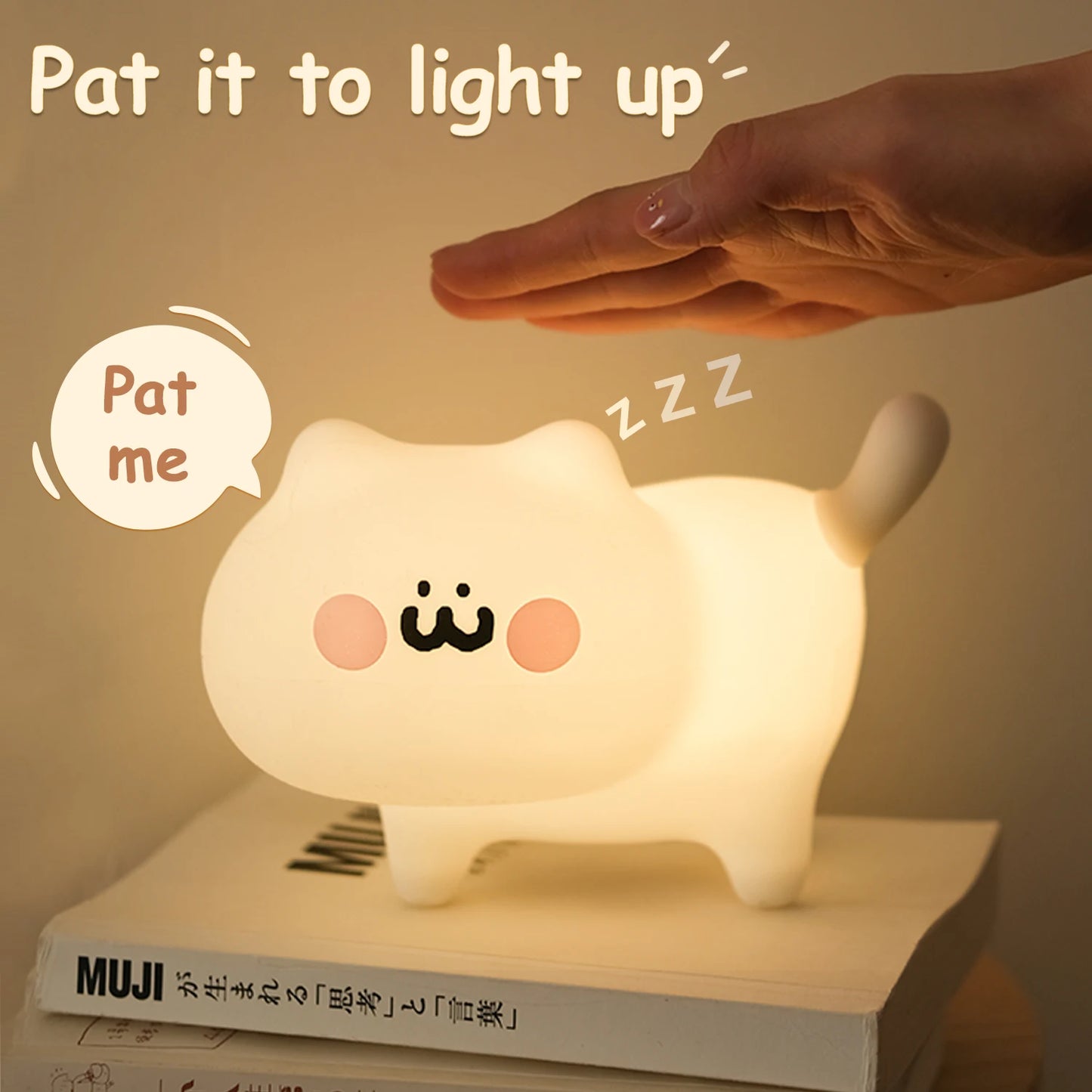 Veilleuse chat silicone kawaii — LED Tactile 7 Couleurs Rechargeable | Lampe Nuit Chambre Bébé Enfant