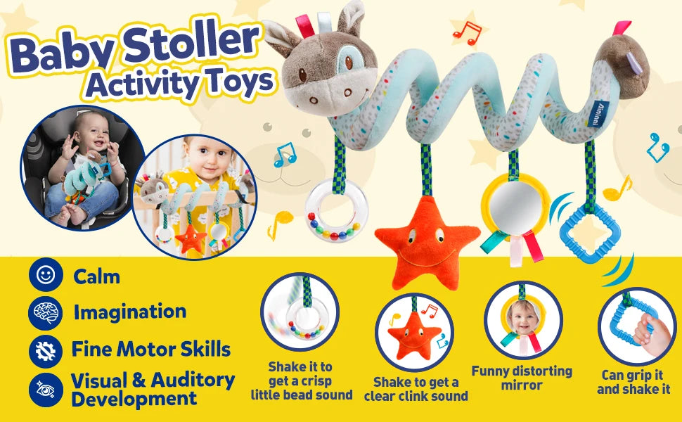 Jouet Spirale Siège Auto Poussette Bébé – Jouet Sensoriel Doux 0-12 Mois Lit & Berceau