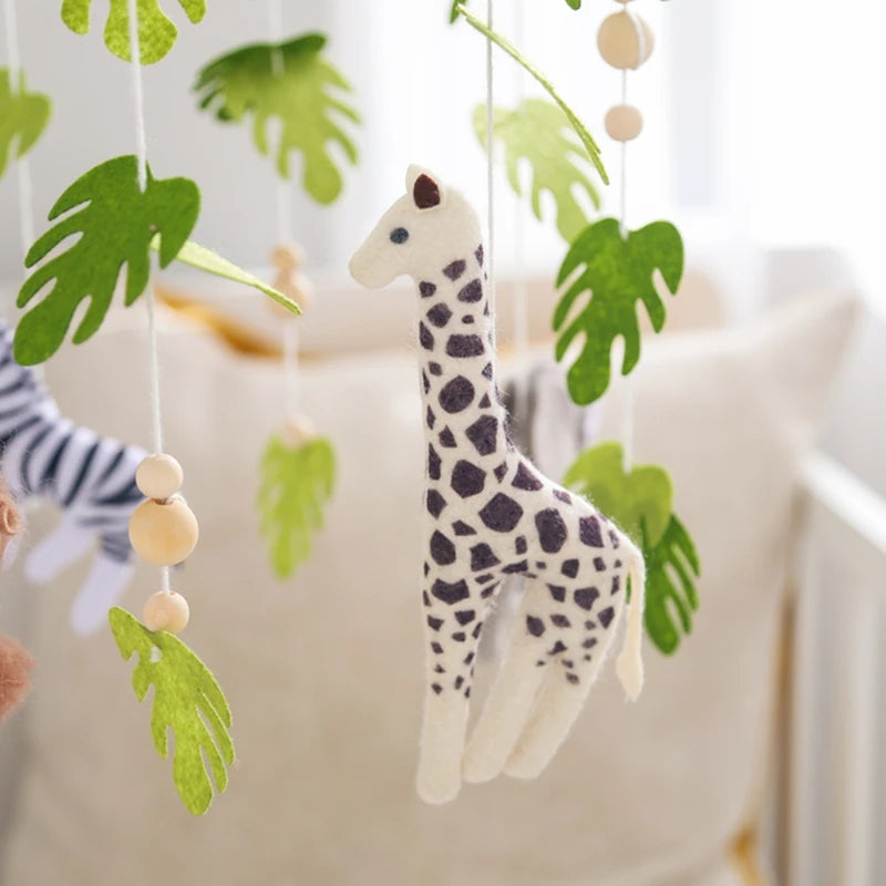 Mobile Hochet Bois & Feutre Forêt Bébé — Cloche Lit Animaux Cartoon & Support | 14 Modèles 0-12 Mois