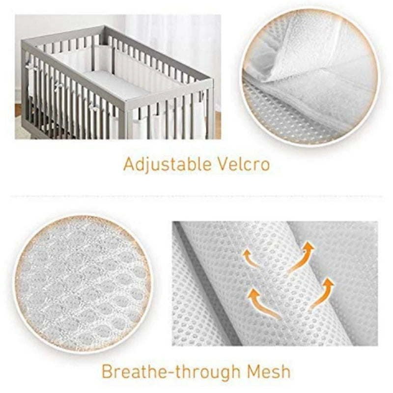 Tour de Lit Bébé Design Nœuds – Protection Barreaux Douce Garçon & Fille | Blanc & Gris Chambre Bébé