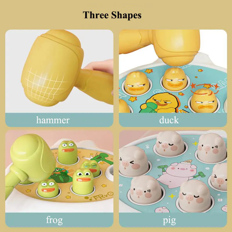Jeu Marteau Bébé Montessori – Banc à Marteler Encastrement Canard Grenouille Cochon 12-24 Mois