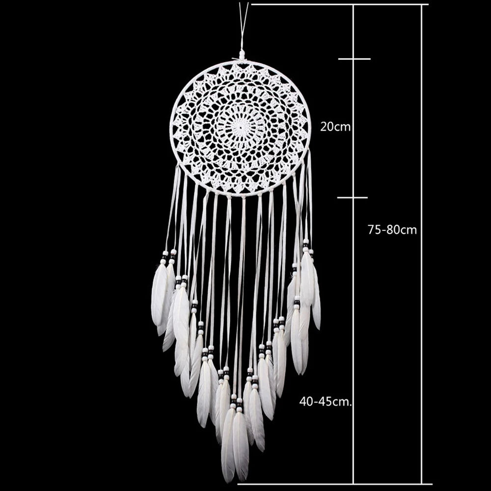 Attrape-Rêves Grand Chambre Fille – Décoration Murale Bohème Nordique avec Plumes