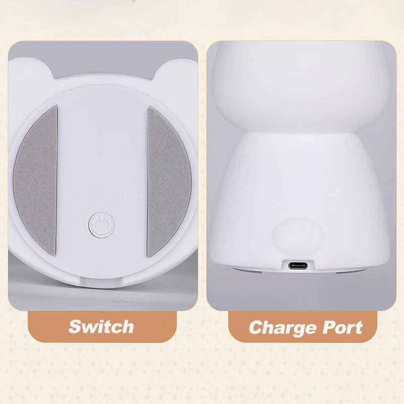 Veilleuse lapin silicone 7 couleurs — LED Rechargeable USB-C Minuterie 3h | Cadeau Naissance Chambre Fille