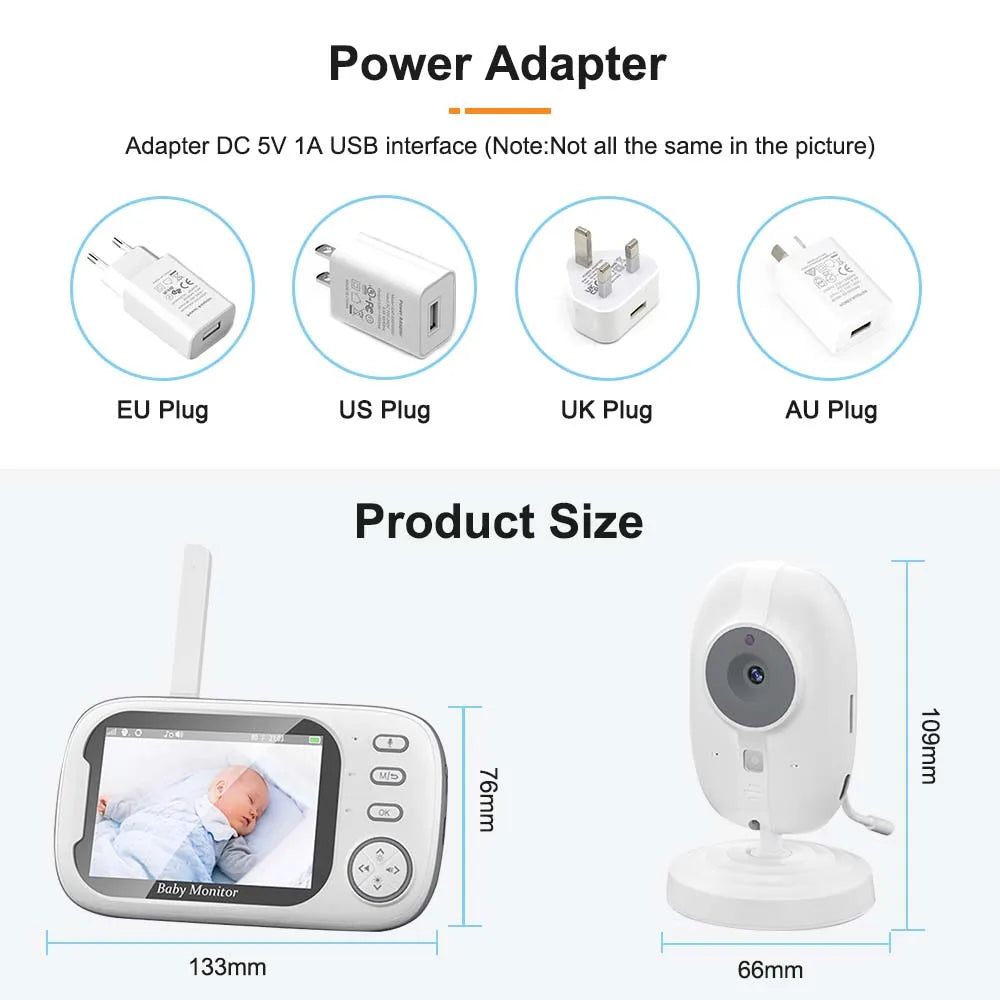 Babyphone Vidéo 3,5 Pouces – Vision Nocturne, Capteur Température, Audio Bidirectionnel 2,4G | Compact & Essentiel