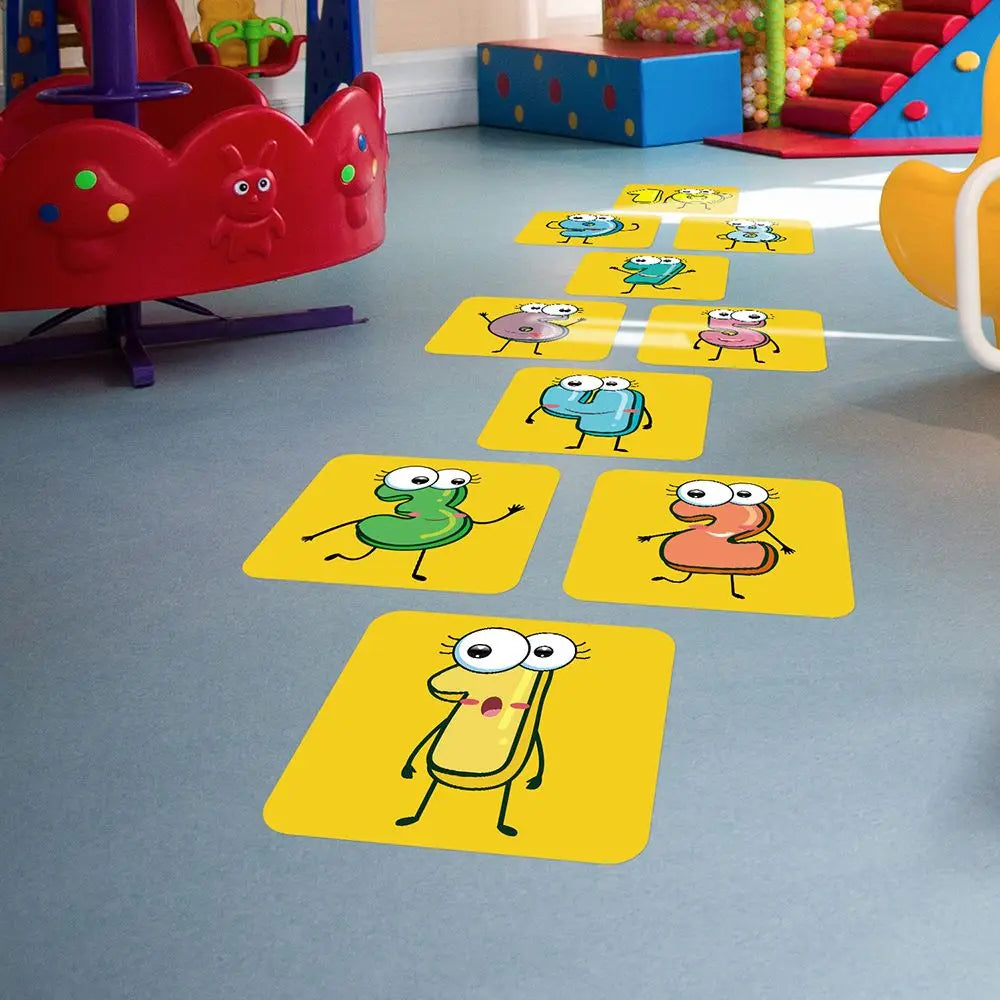 Sticker Sol Jeu de Marelle Chiffres – Autocollant PVC Éducatif Chambre Bébé Maternelle, Cadeau Parent-Enfant