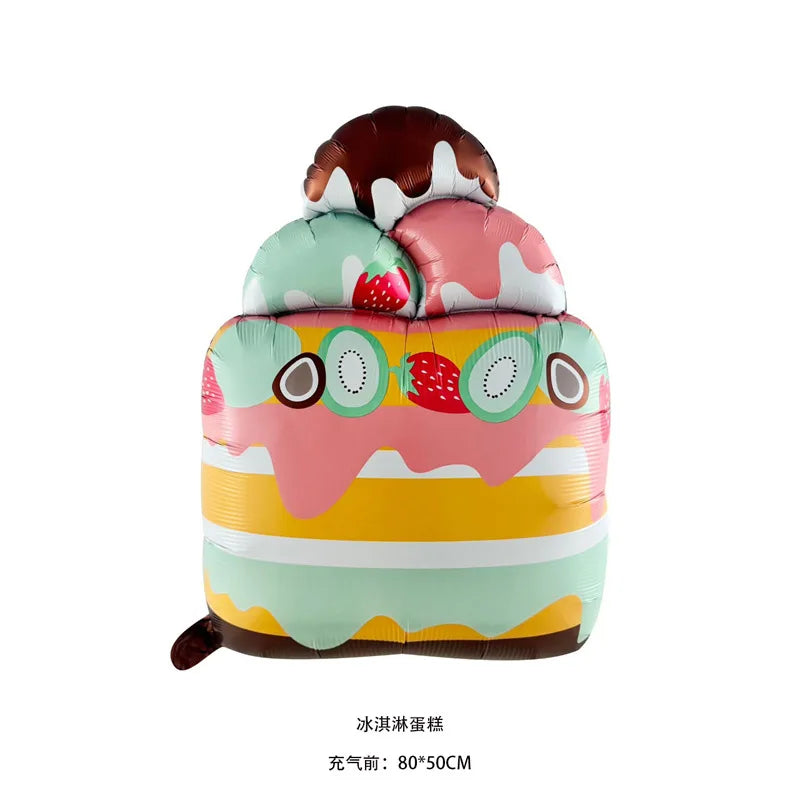 Ballon Aluminium Gâteau Anniversaire Kawaii – Décoration Fête Bébé 1 An, Enfant & Baby Shower