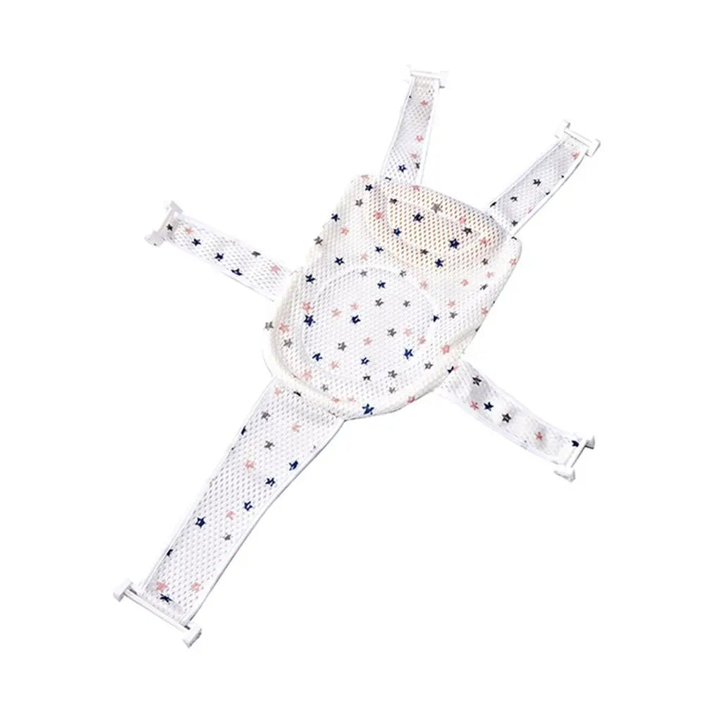 Filet de Bain Bébé Antidérapant Croix Ajustable – Siège Berceau Nouveau-Né | Rose, Bleu & Étoile