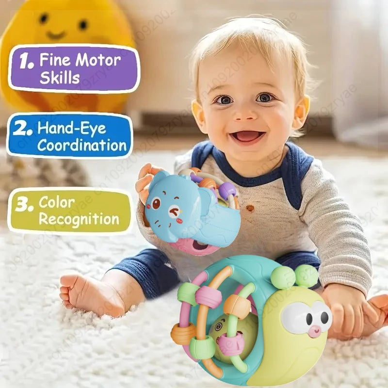 Balles Hochet Douces Bébé – Éveil Sensoriel & Ramper 0-12 Mois | Éléphant & Escargot