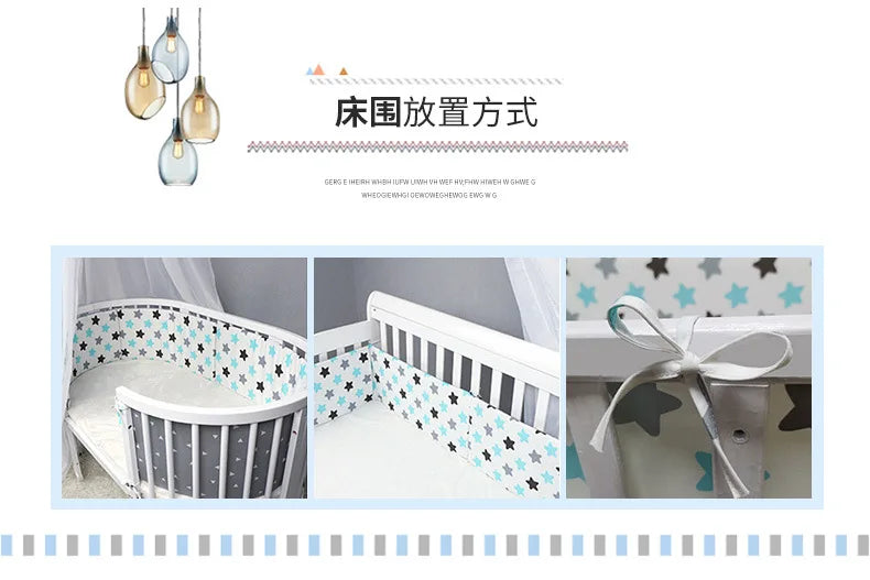 Tour de Lit Bébé Coton Épais 1 Pièce — Coussin Protège Barreaux Lavable | 24 Coloris Fille & Garçon